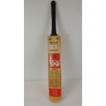 An autographed cricket bat for Benson & Hedges Century Test Match Australia V England 1977, with