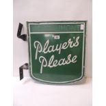 An early 20th Century double sided moulded metal advertising sign "Player's Please" white lettering