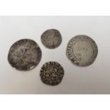 Edward III - Silver penny, long cross, f/vf together with three other early silver coins