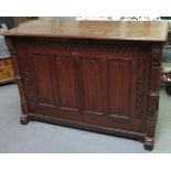 A Victorian carved oak Vestry cabinet of Pugin design and possibly by Crace circa 1850. The top