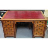 Gillows after a design by Pugin - a Victorian oak Gothic desk by Holland & Sons, having inset