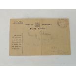 A WWI Field Service postcard with pre printed messages, sent by R.P. Hamilton 18-5-15