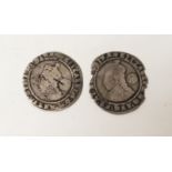 Elizabeth I - Sixpence 1573, centre pierced and another, clipped edges & worn