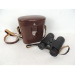 A pair of Carl Zeiss Jena binoculars in original brown leather carrying case