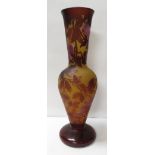 A modern "Galle" style glass vase in the Art Nouveau style with magnolia design 54cm high