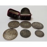 Victoria - Half crown 1887, ef; together with other silver coins & medallion (some drilled)