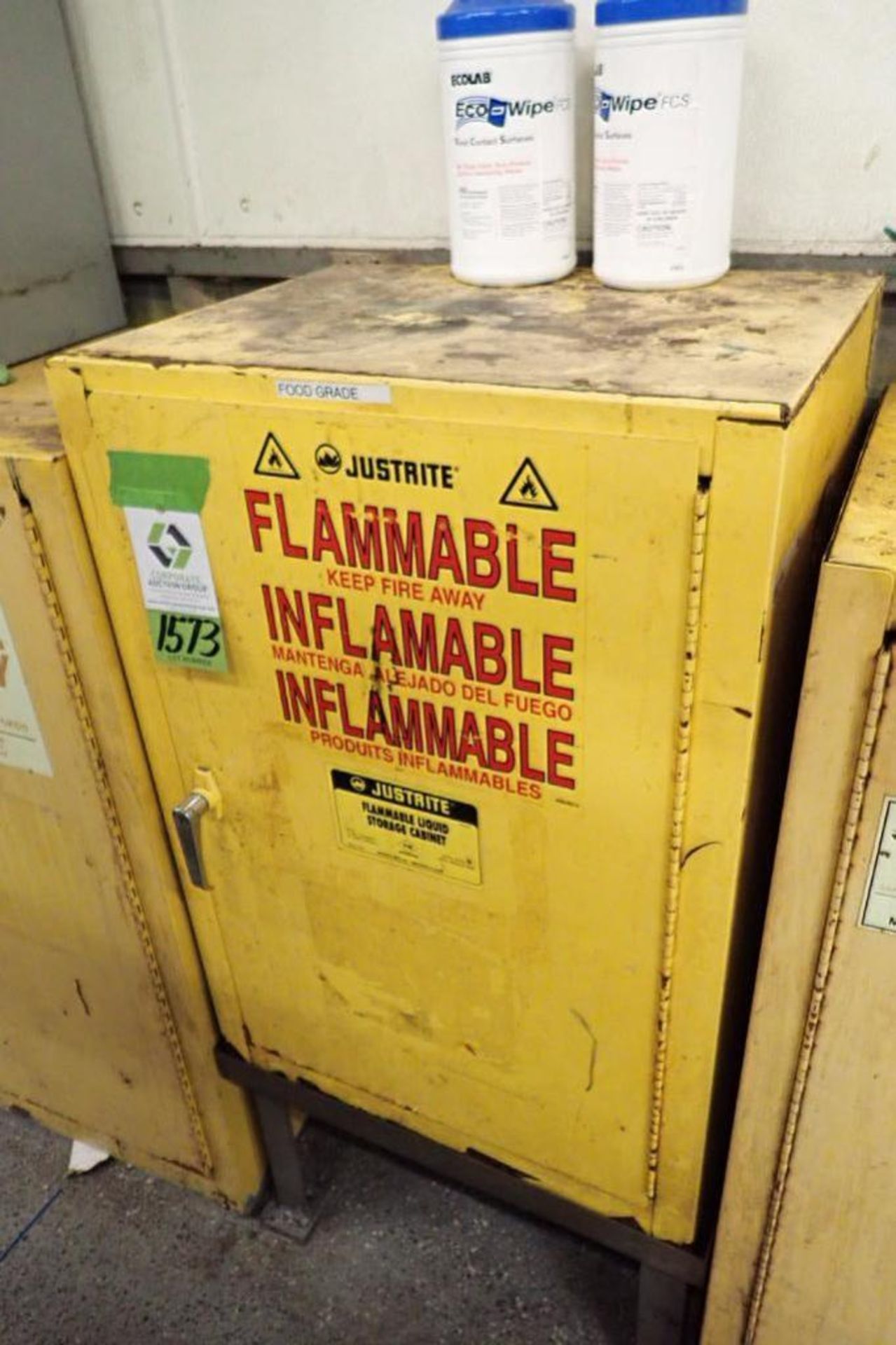 Just-rite flammable storage cabinet, 36 in. tall x 23 in. wide x 18 in. deep ** Rigging Fee: $25 **