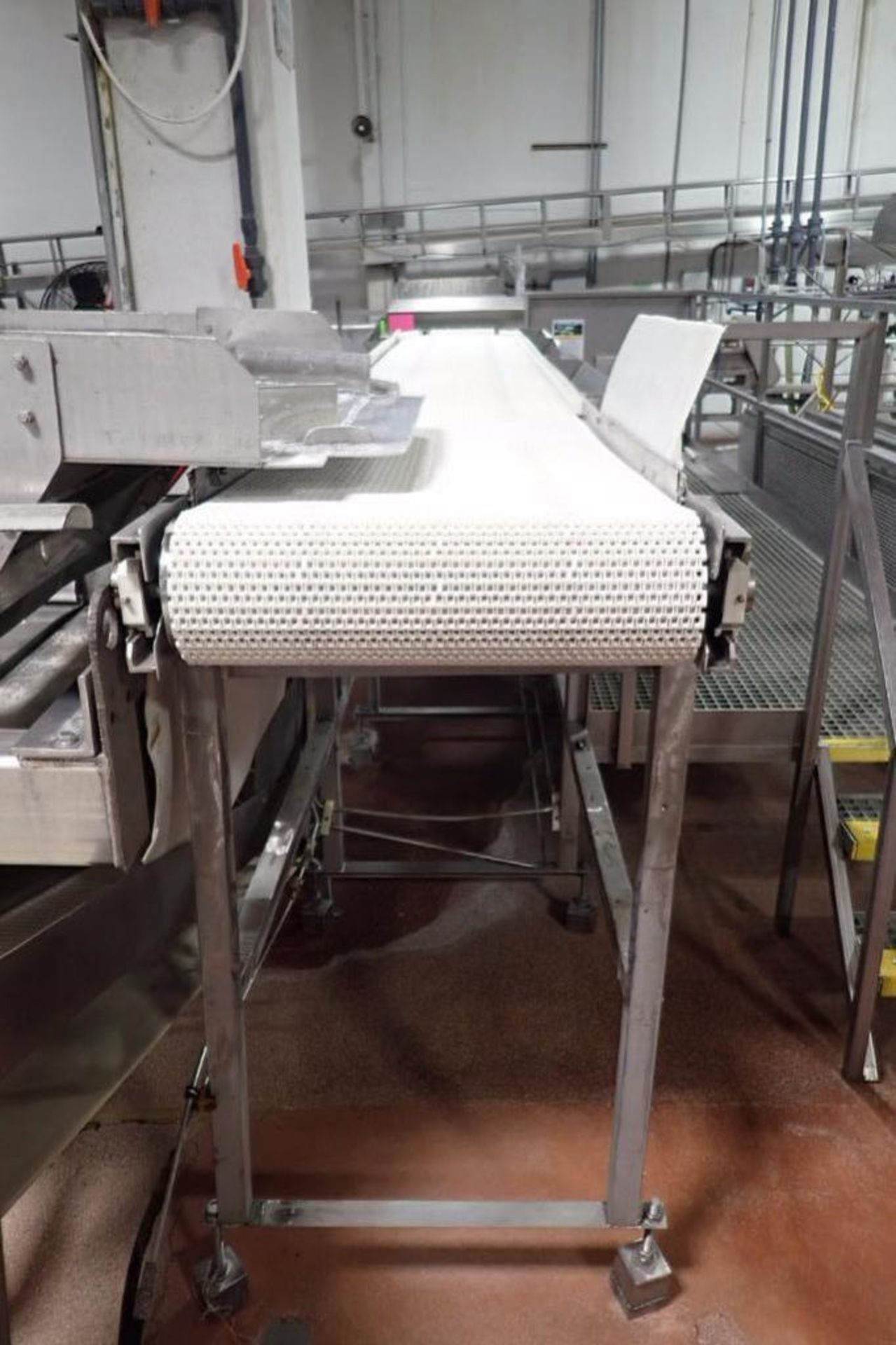 Belt conveyor, plastic intralox belt, 16 ft. long x 24 in. wide x 60 in. tall, SS frame, motor and d - Image 2 of 6