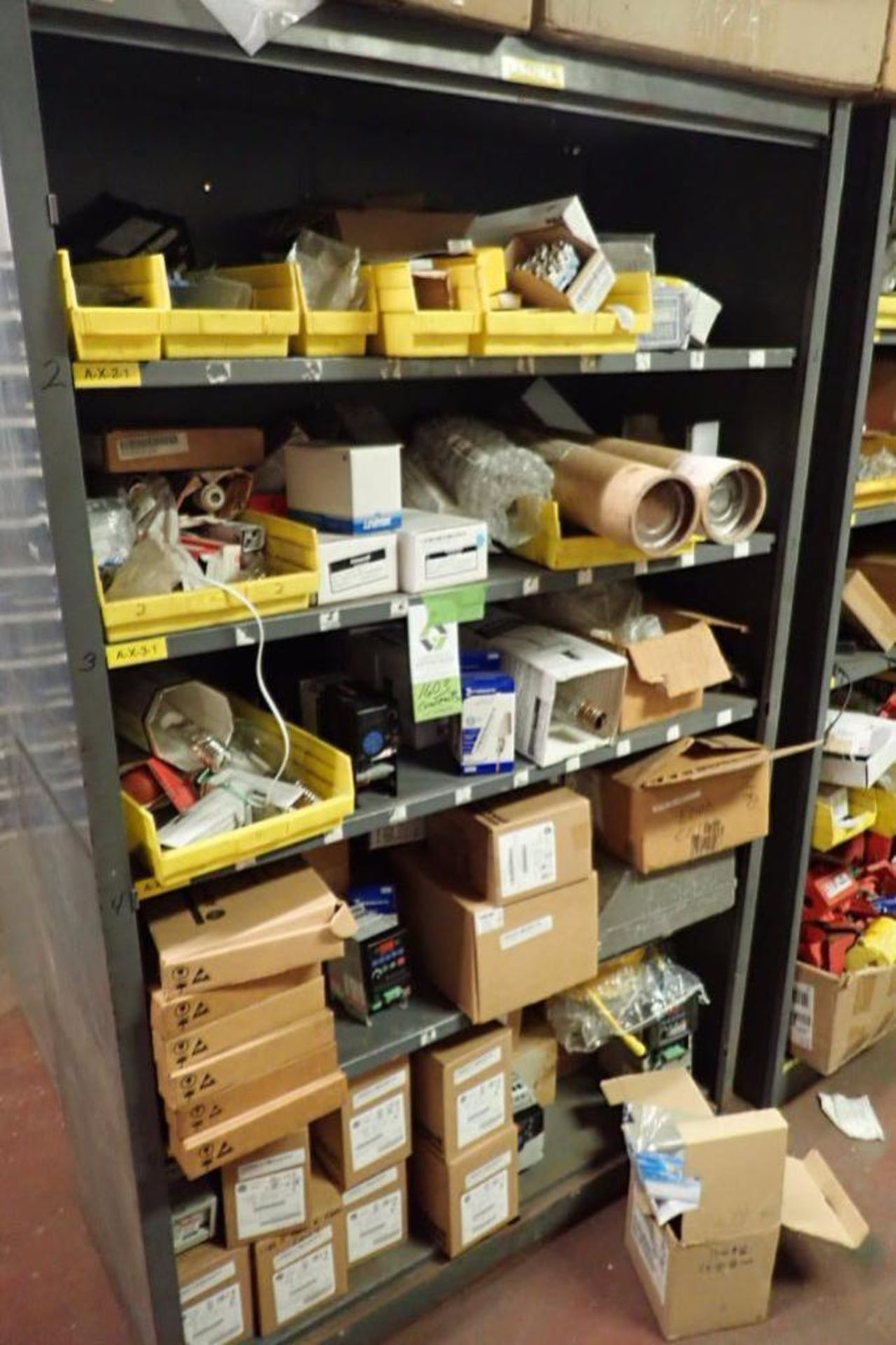 Contents only of 1 section of shelving, Allen Bradley vfds, power flex 4, 4m, 40, 525, Loma scale he