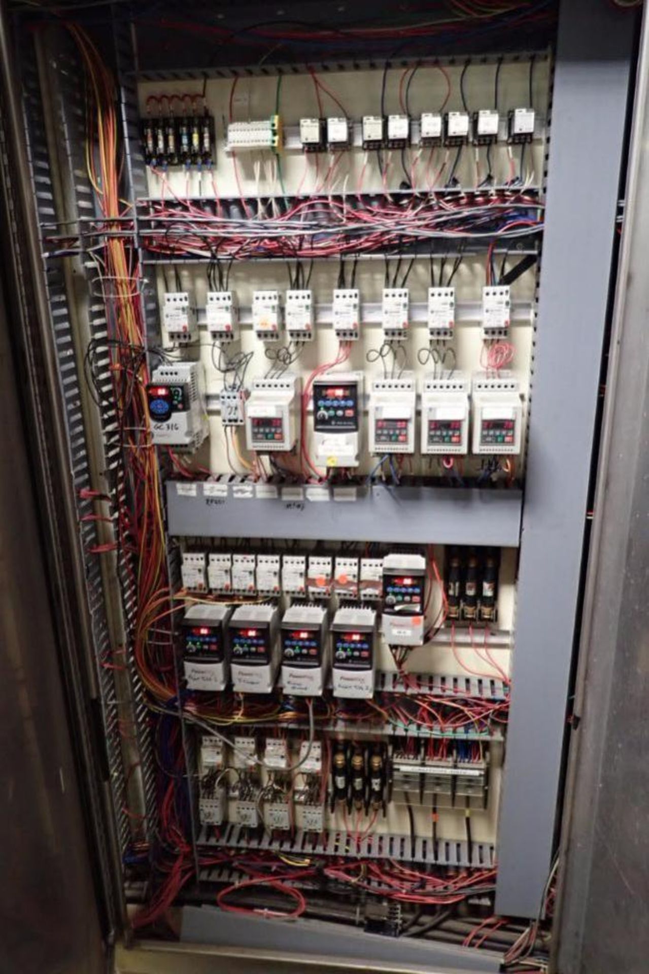 Contents of control cabinet, vfds and plc only, Allen Bradley powerflex 40 vfd, 10 hp, (13) powerfle - Image 2 of 17