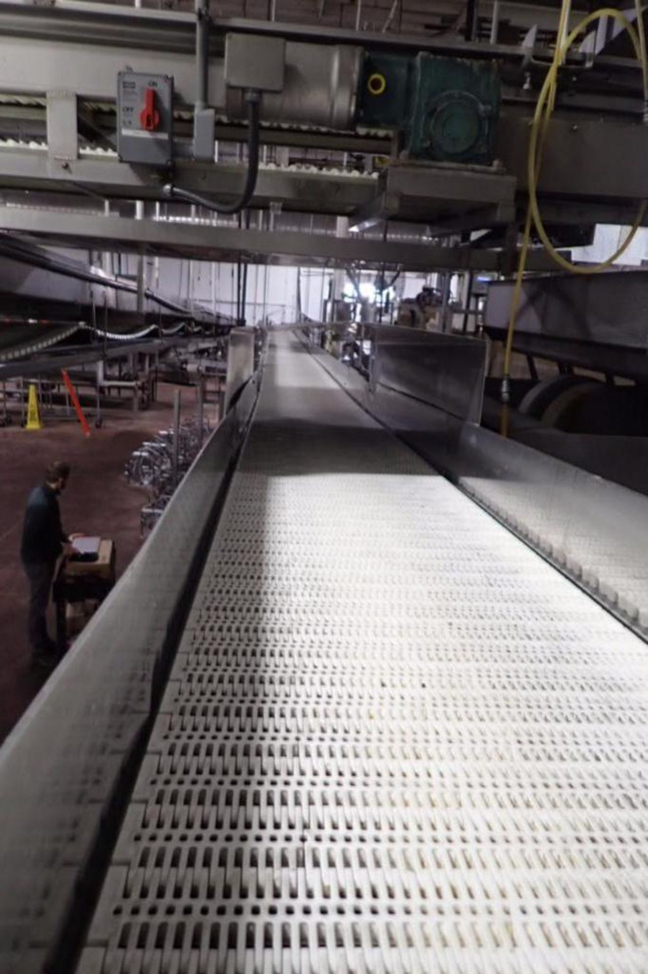 Overhead conveyor, plastic belt, 50 ft. long x 18 in. wide, SS frame, motor and drive ** Rigging Fee - Image 3 of 5