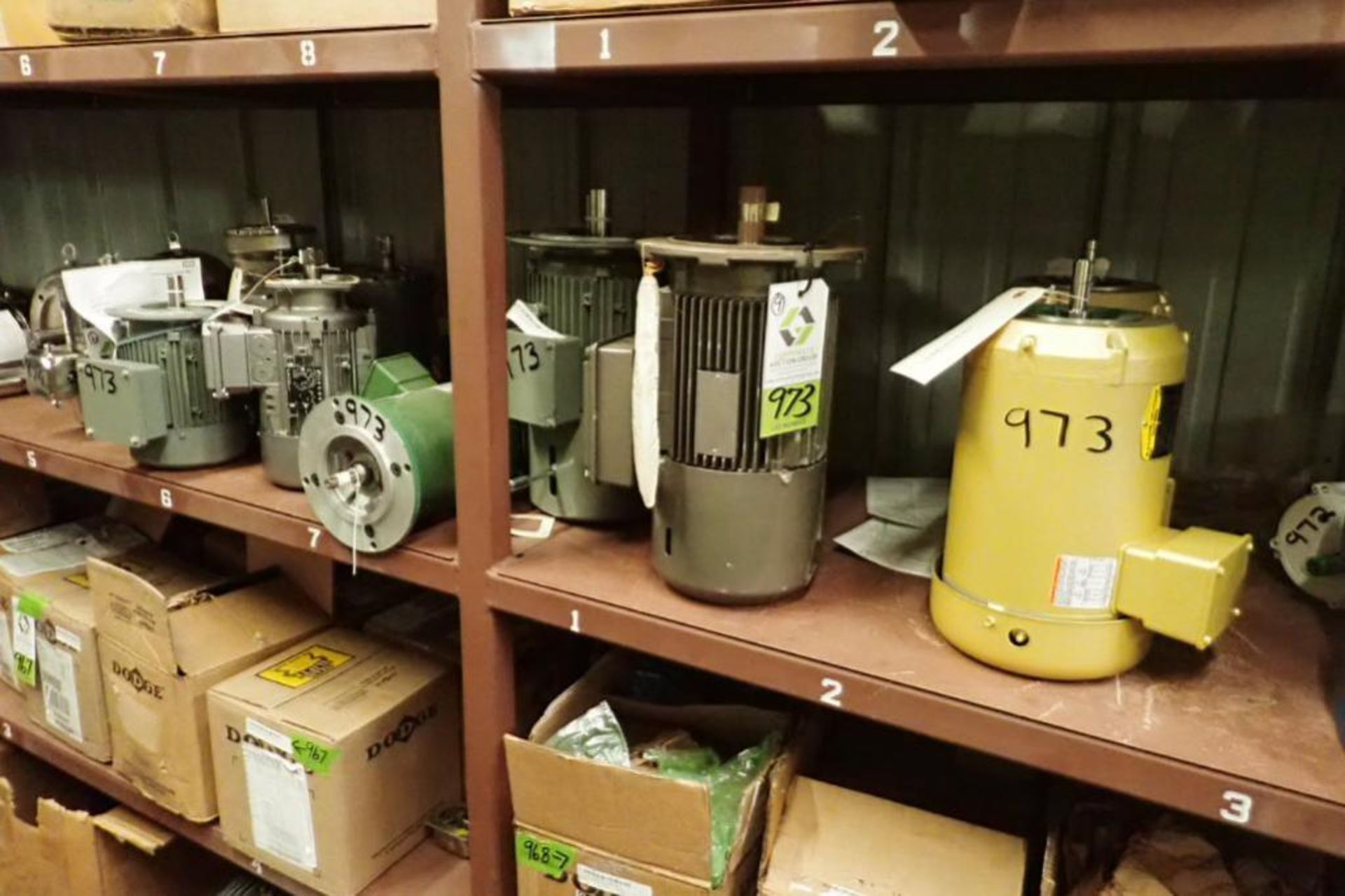 (9) assorted electric motors, 1 hp to 3 hp, several new ones ** Rigging Fee: $25 **