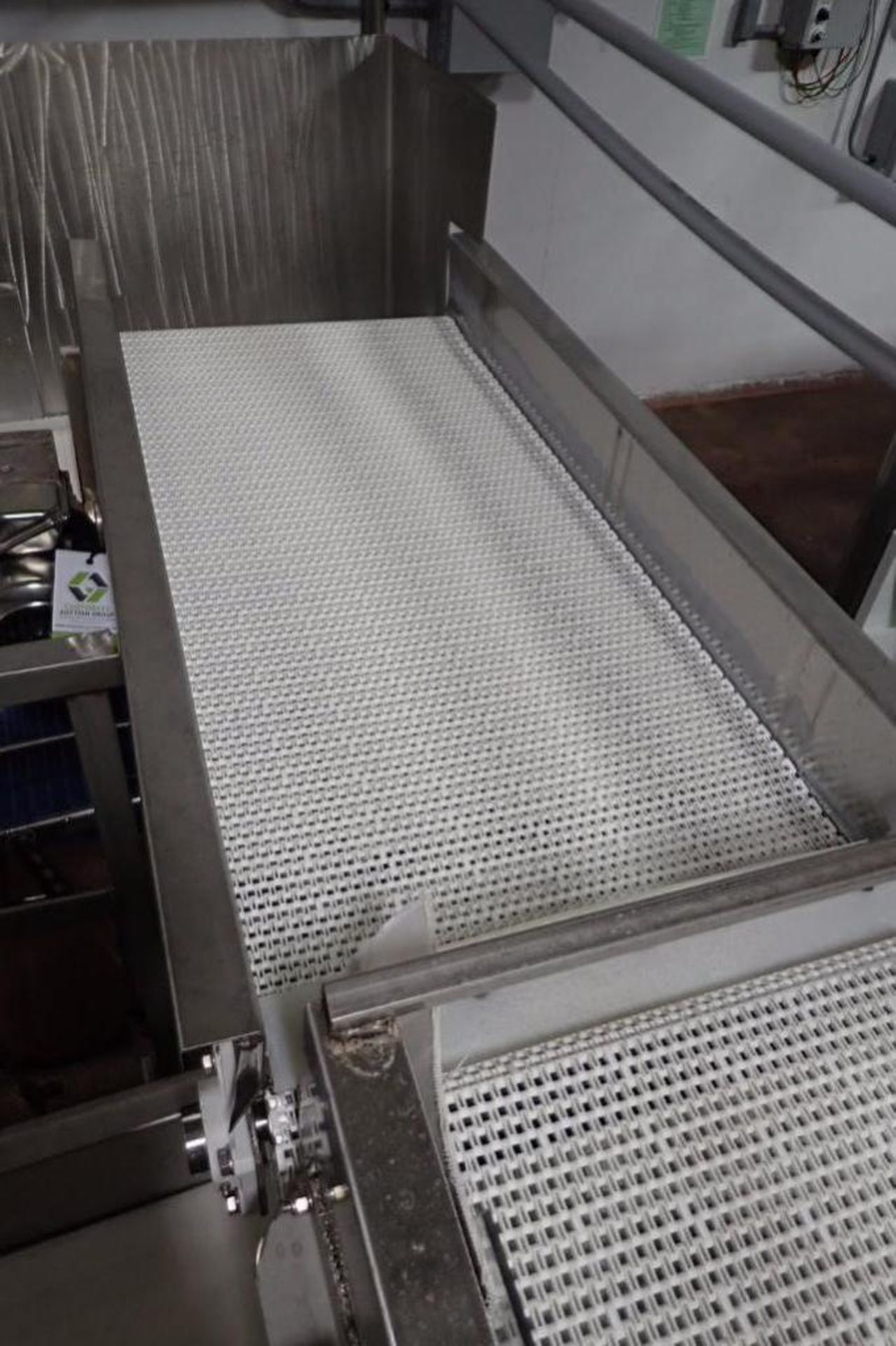 Belt conveyor, plastic intralox belt, 54 in. long x 24 in. wide x 50 in. tall, SS frame, motor and d - Image 2 of 3