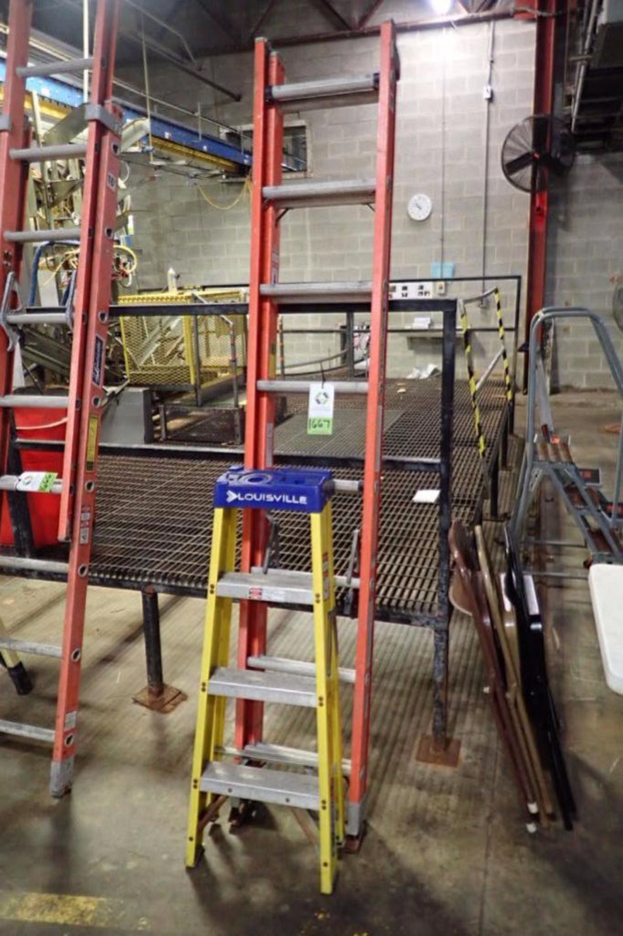 (1) Louisville 16 ft. fiberglass extension ladder; (1) Louisville 4 ft. step ladder. ** Rigging Fee: