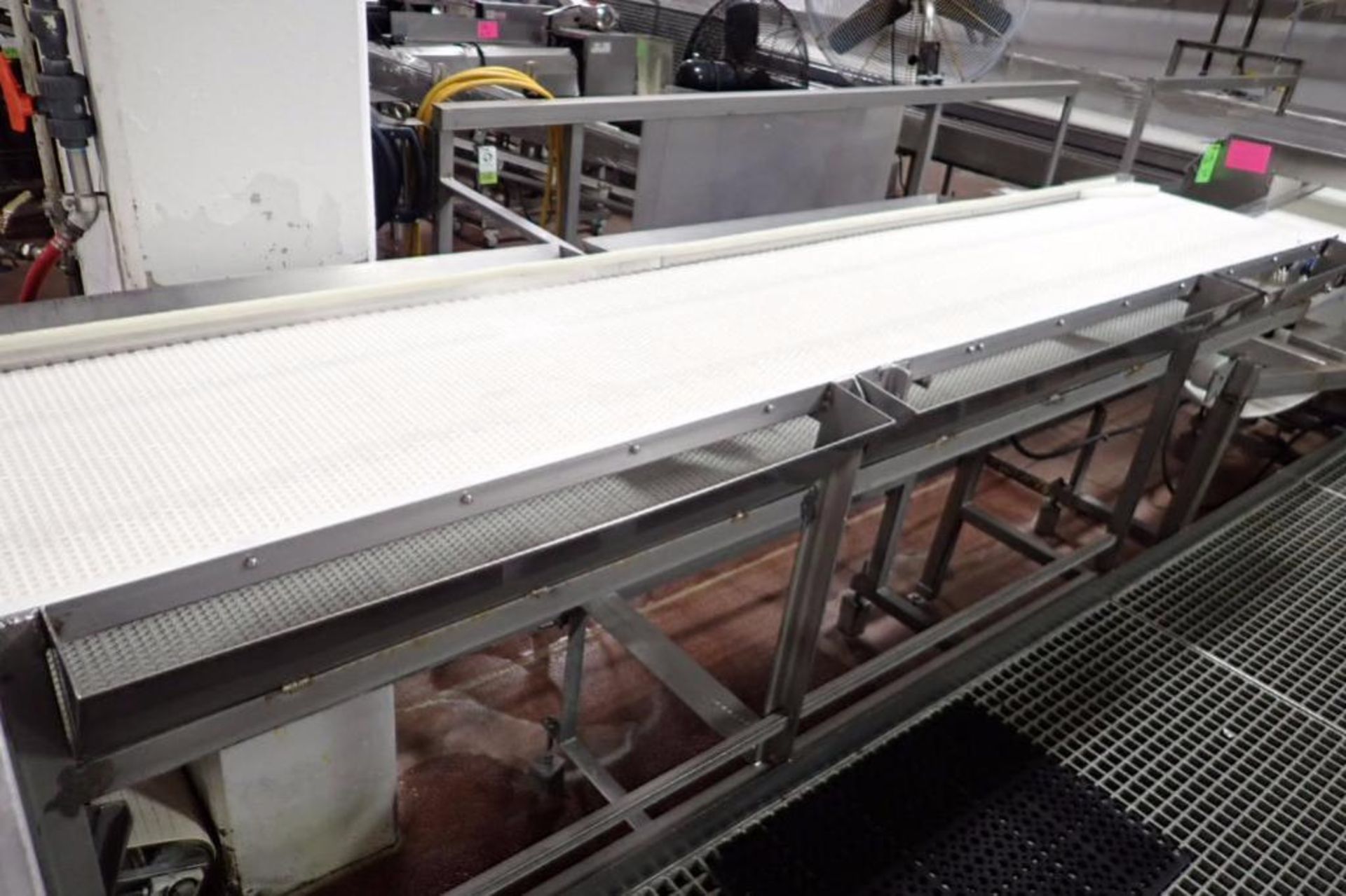 Belt conveyor, plastic intralox belt, 16 ft. long x 24 in. wide x 60 in. tall, SS frame, motor and d - Image 4 of 6