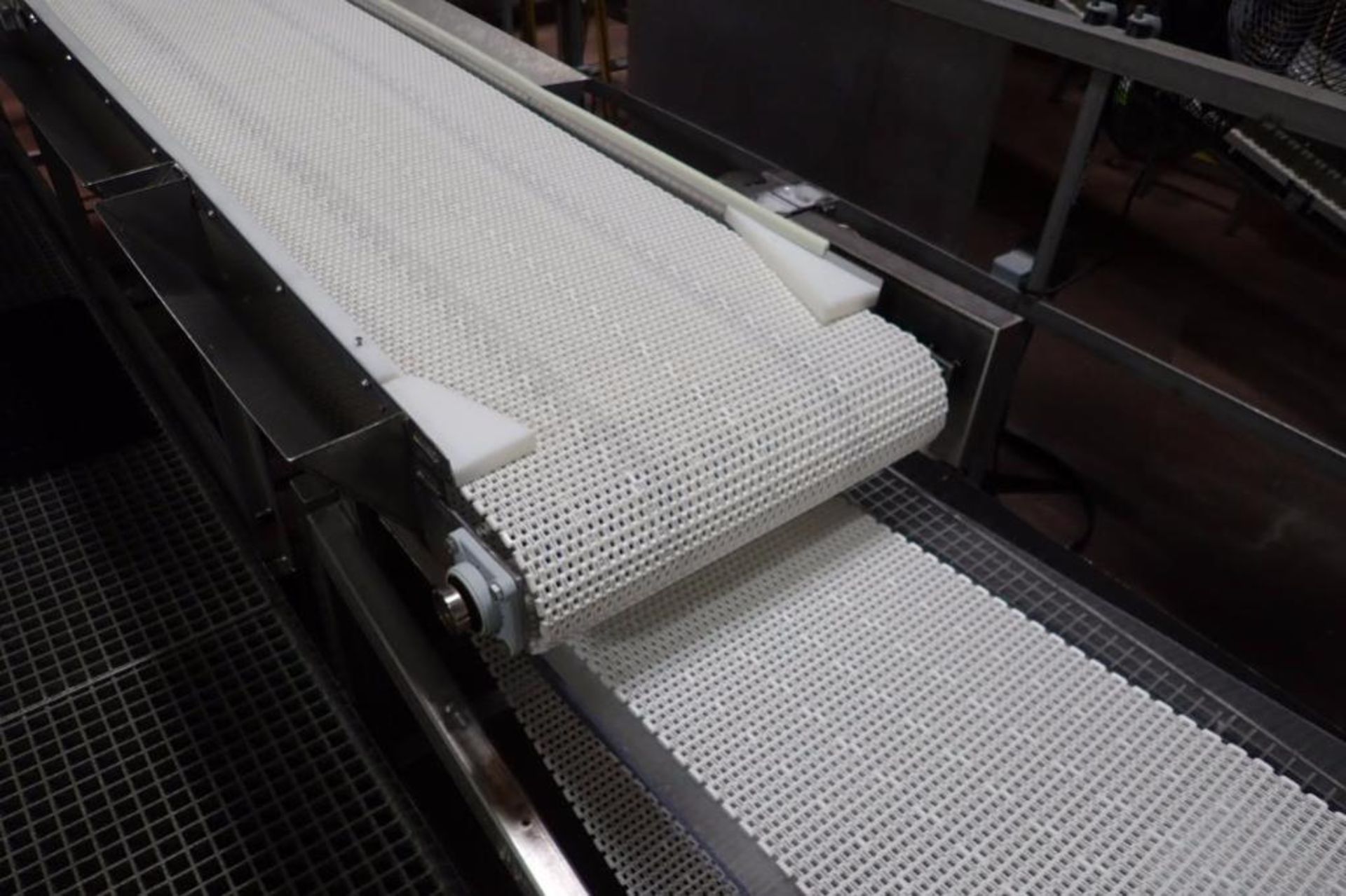 Belt conveyor, plastic intralox belt, 16 ft. long x 24 in. wide x 60 in. tall, SS frame, motor and d - Image 6 of 6