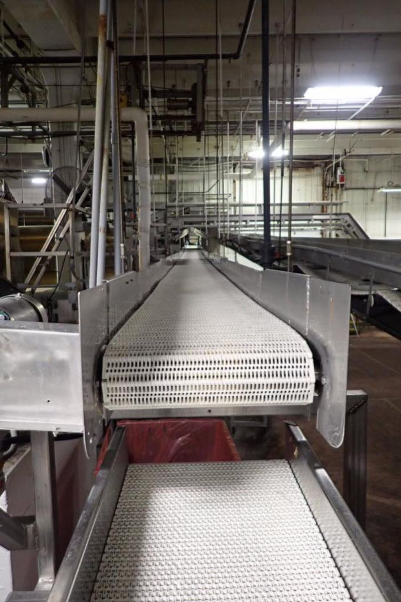 Overhead conveyor, plastic belt, 50 ft. long x 18 in. wide, SS frame, motor and drive ** Rigging Fee - Image 4 of 5