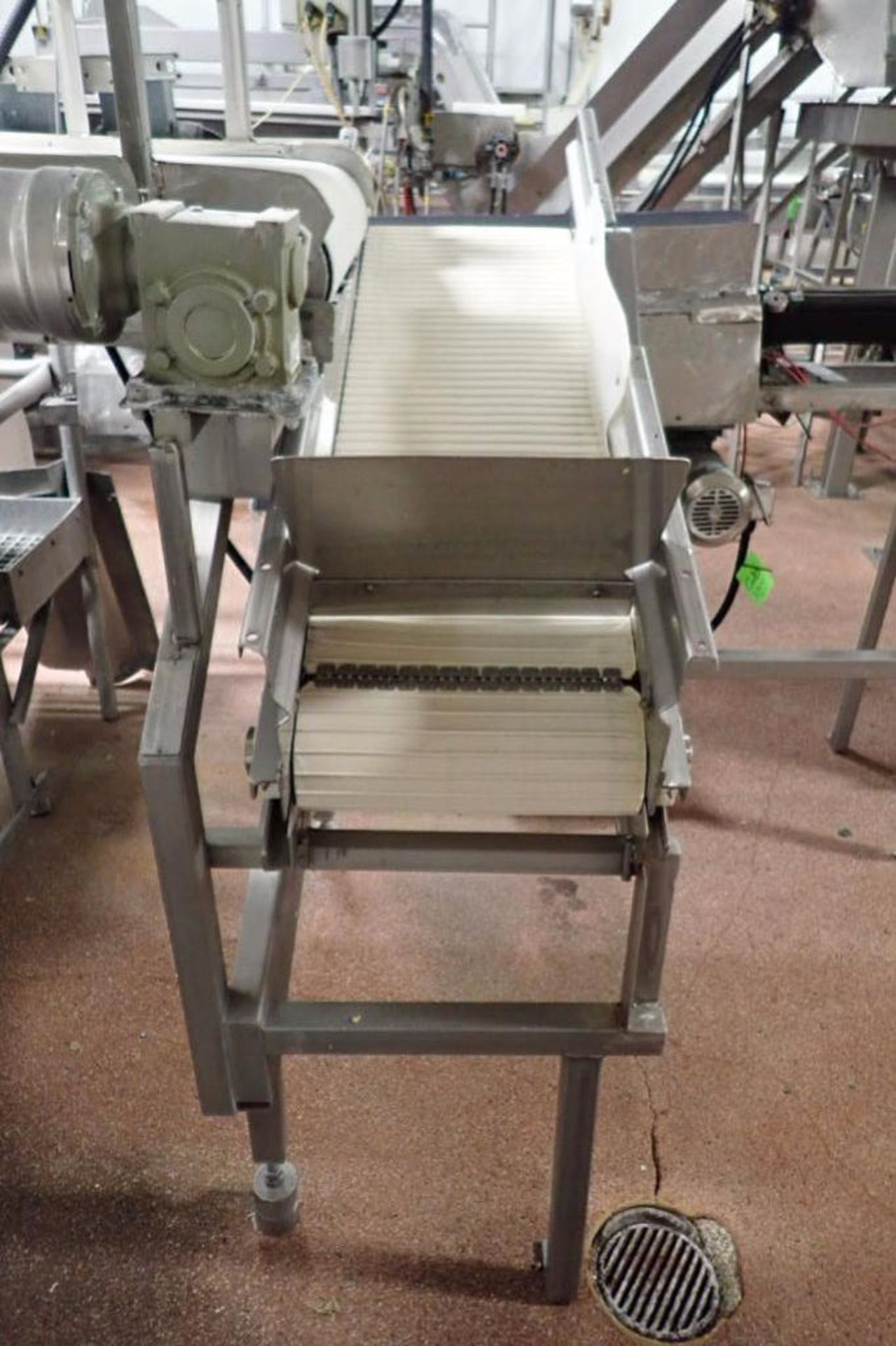 Belt conveyor, 56 in. long x 16 in. wide flighted belt, SS frame, motor and drive, no legs ** Riggin - Image 2 of 3