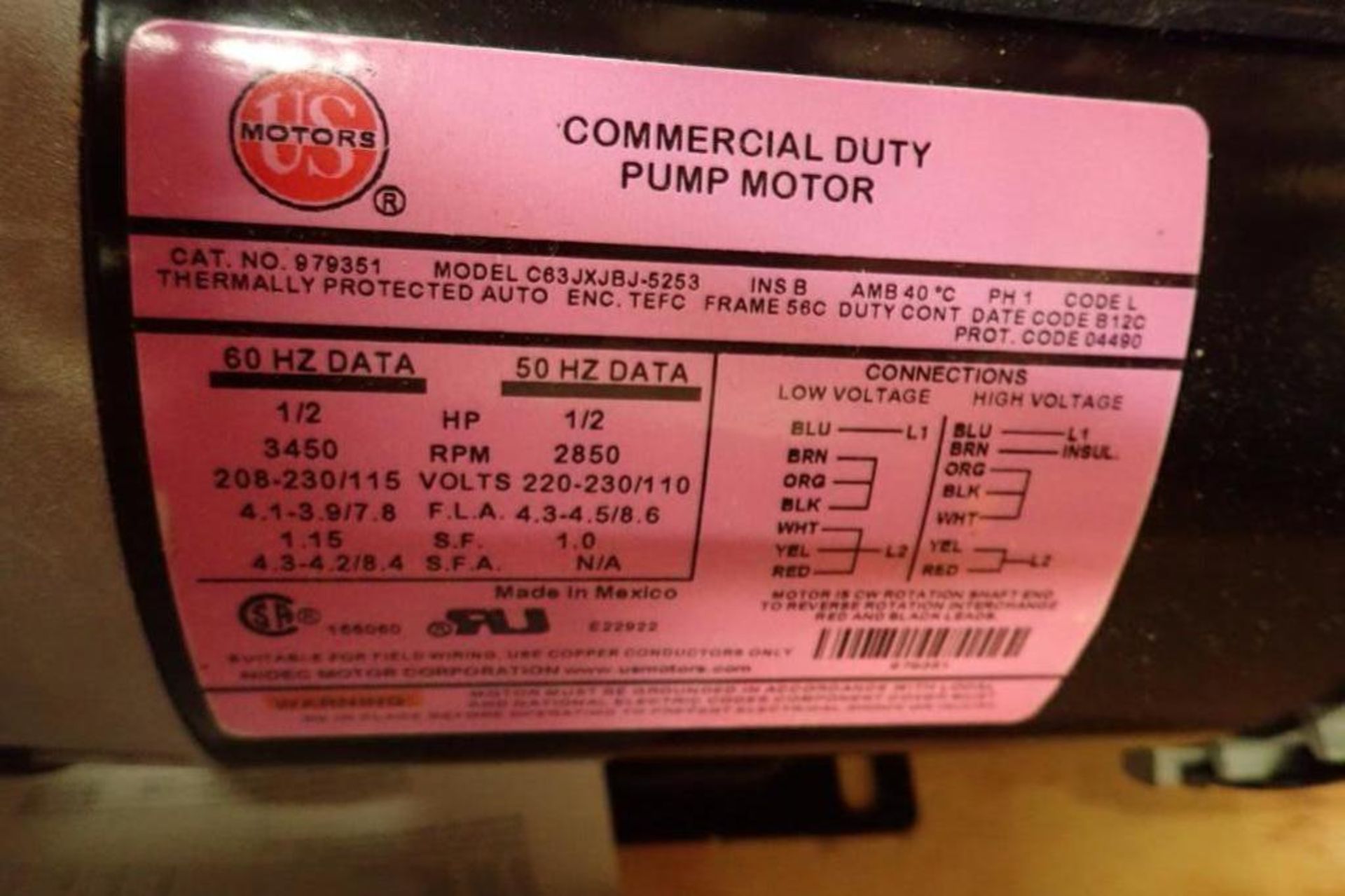 Unused(2) Little Giant commercial duty pump motor with pump, 0.5 hp, 60 hz, Frame 56C, 3450 rpm, ** - Image 7 of 7