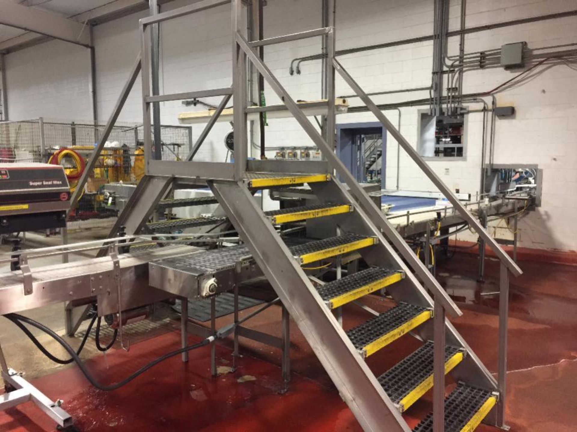 SS conveyor cross over, 40 in. clear x 46 in. tall, poly deck ** Rigging Fee: $150 **