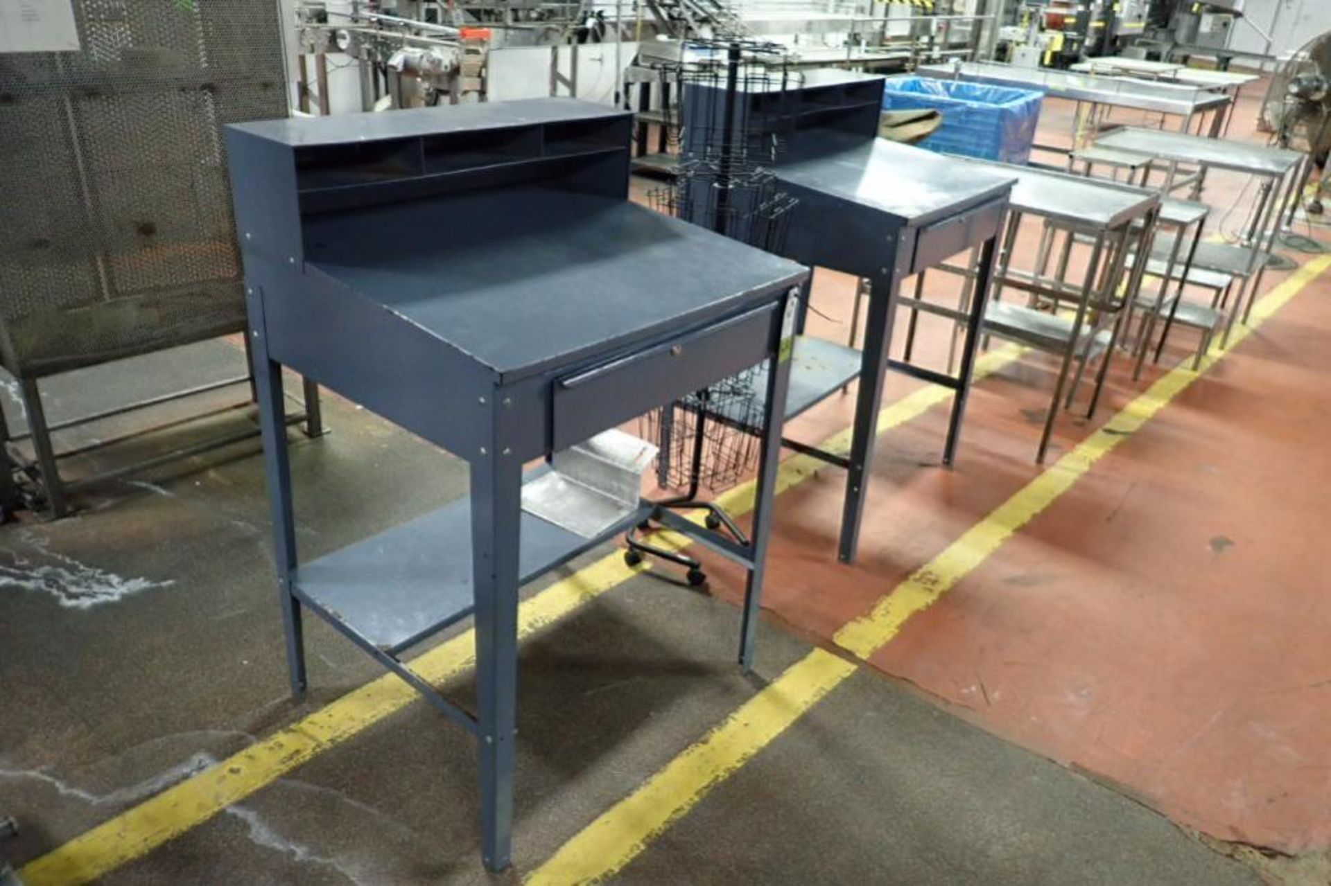 (2) Shipping desks, wire rack ** Rigging Fee: $50 ** - Image 2 of 2