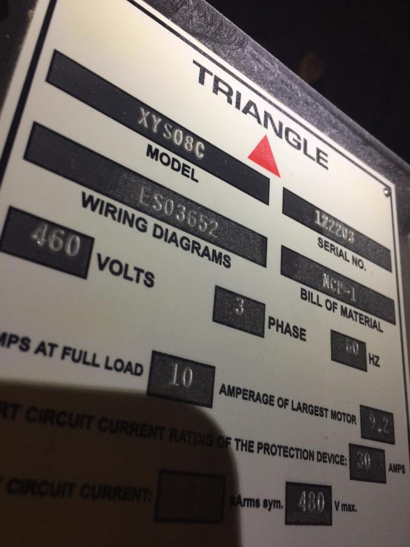 Triangle vertical form/fill/seal, model XYS08C, s/n 122203, smart date coder, continuous vertical se - Image 5 of 11