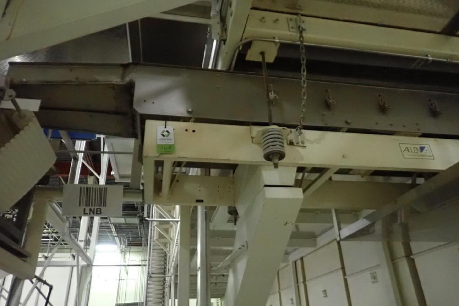 Allen vibratory conveyor, 144 in. long x 24 in. wide, SS bed, mild steel frame. **Rigging Fee: $300*
