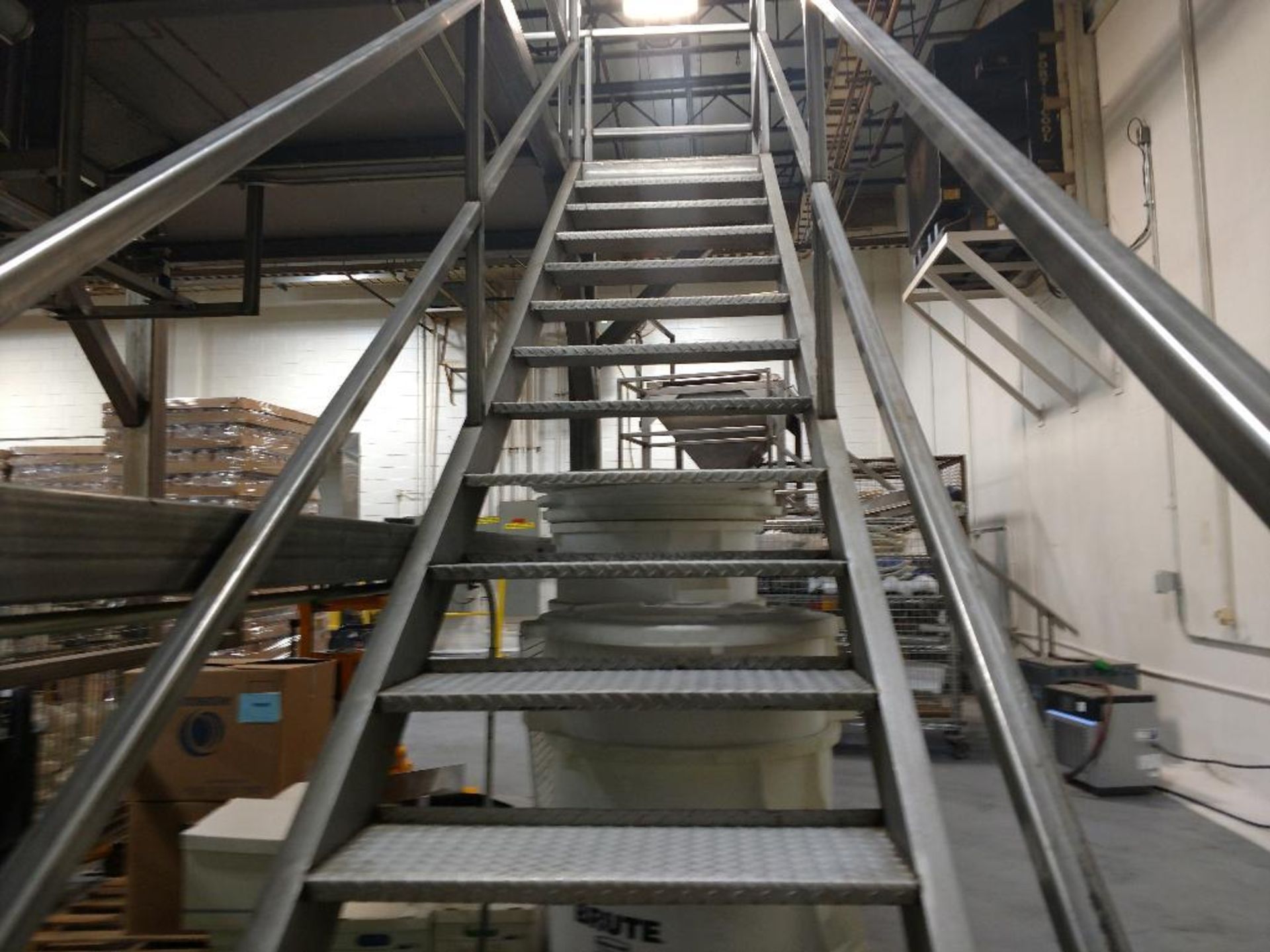 SS platform for 3 ingredient feeder, 16 ft. long x 8 ft. wide x 10 ft. tall, with stairs, welded, (3 - Image 3 of 9