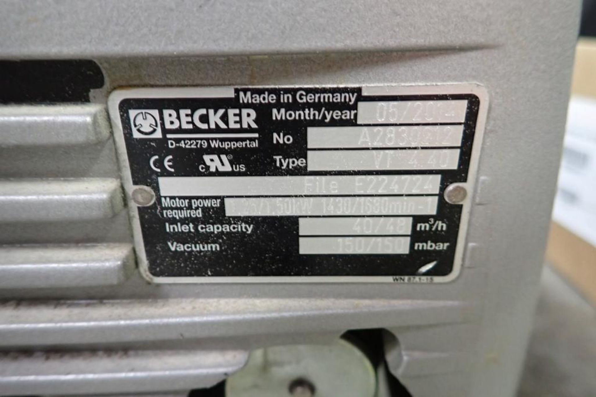 Becker vacuum pump, gearbox. **Rigging Fee: $25** (Located in Brooklyn Park, MN.) - Image 2 of 7