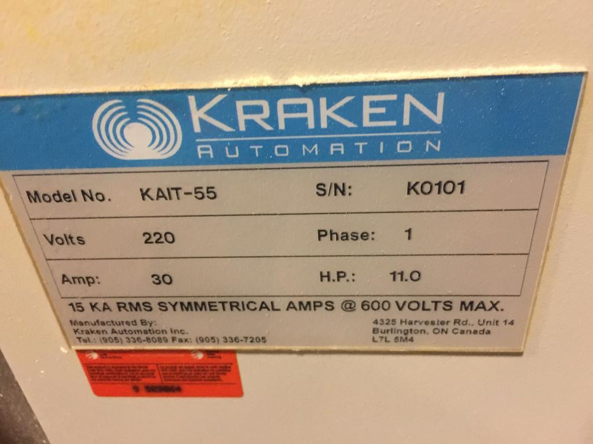 Kraken infeed conveyor to cartoner, 40 in. x 6 in., motor and drive, control panel. **Rigging Fee: $ - Image 3 of 3