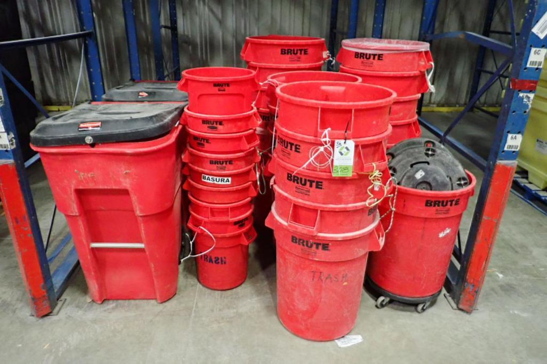 (37) assorted Brute trash bins. **Rigging Fee: $75** (Located in Brooklyn Park, MN.)