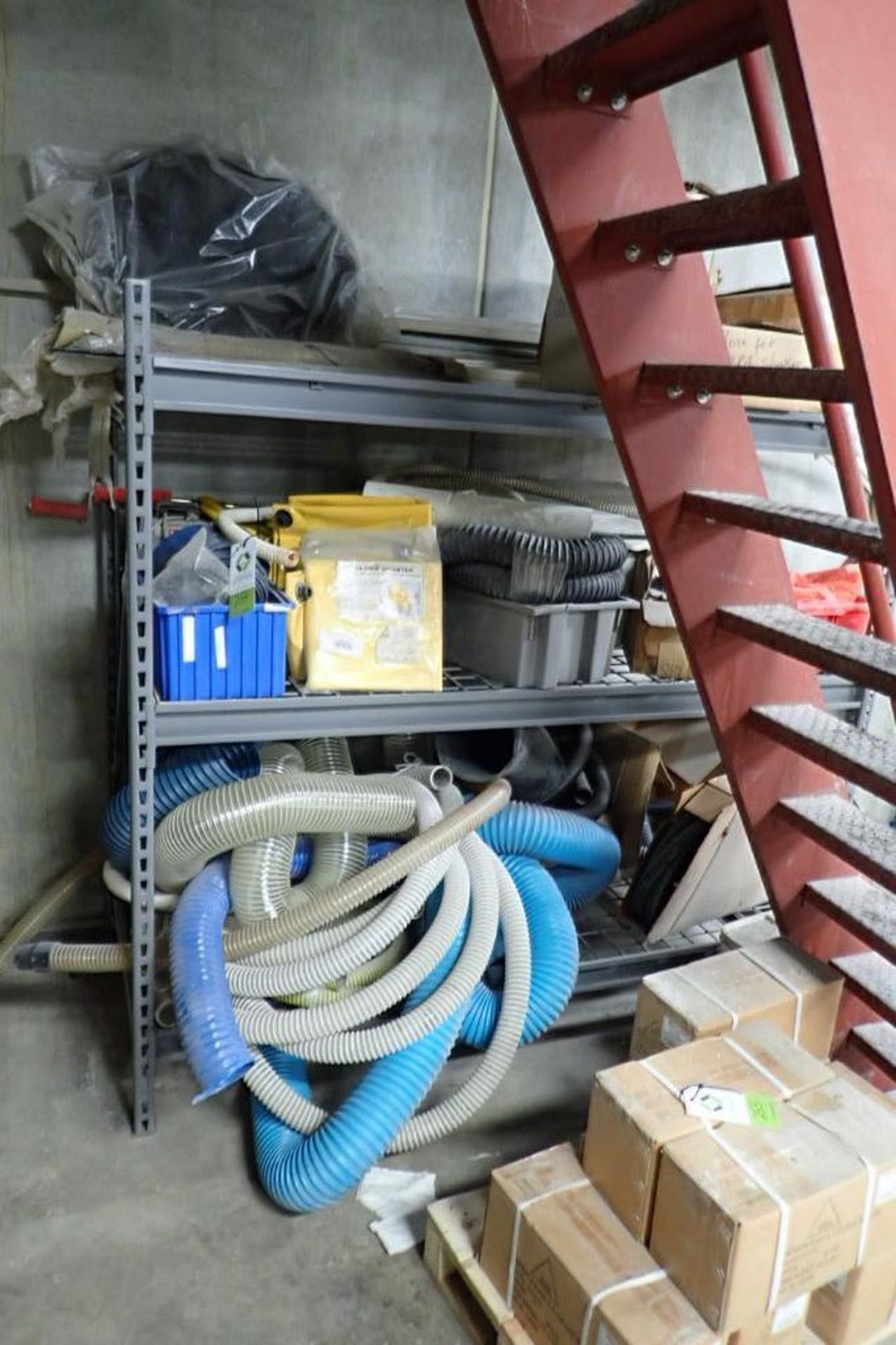 Contents of shelving, hose, drip diverter. **Rigging Fee: $100** (Located in Brooklyn Park, MN.)