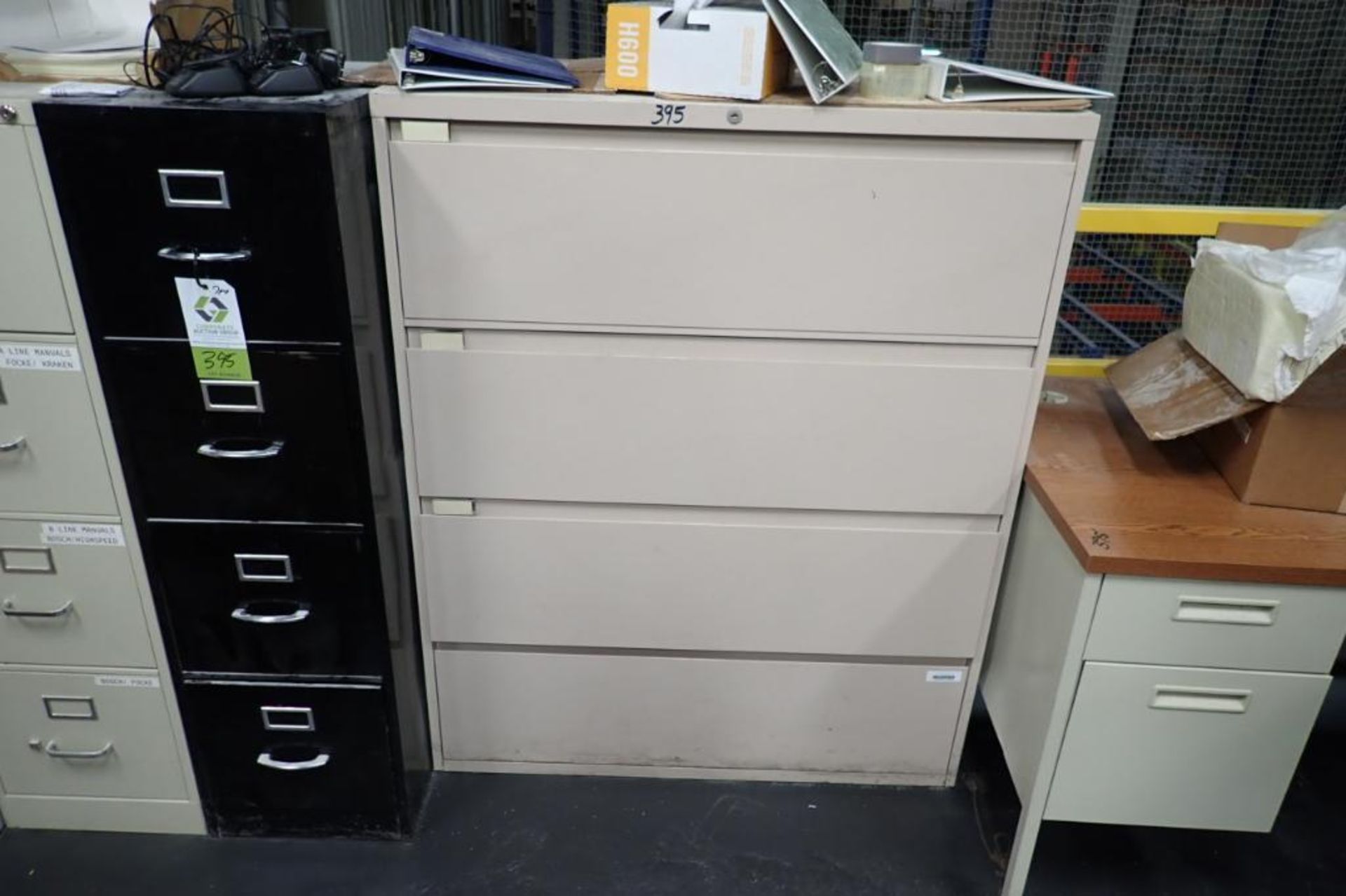 (6) filing cabinets, desk. **Rigging Fee: $150** (Located in Brooklyn Park, MN.) - Image 3 of 4