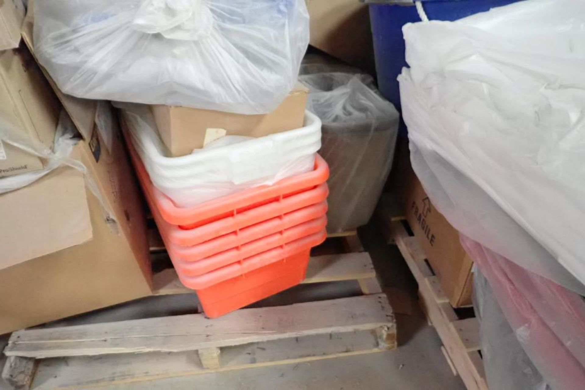(2) pallets of poly containers, buckets, tubs. **Rigging Fee: $75** (Located in Brooklyn Park, MN.) - Image 5 of 6