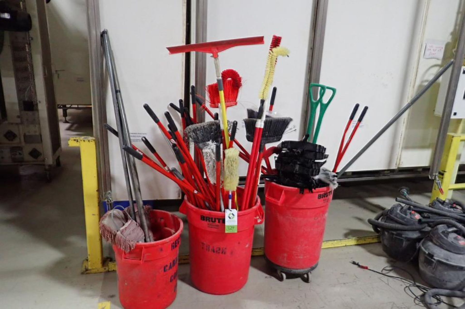 Assorted sanitation equipment, brooms, shovels, dust pans, mops. **Rigging Fee: $50** (Located in Br