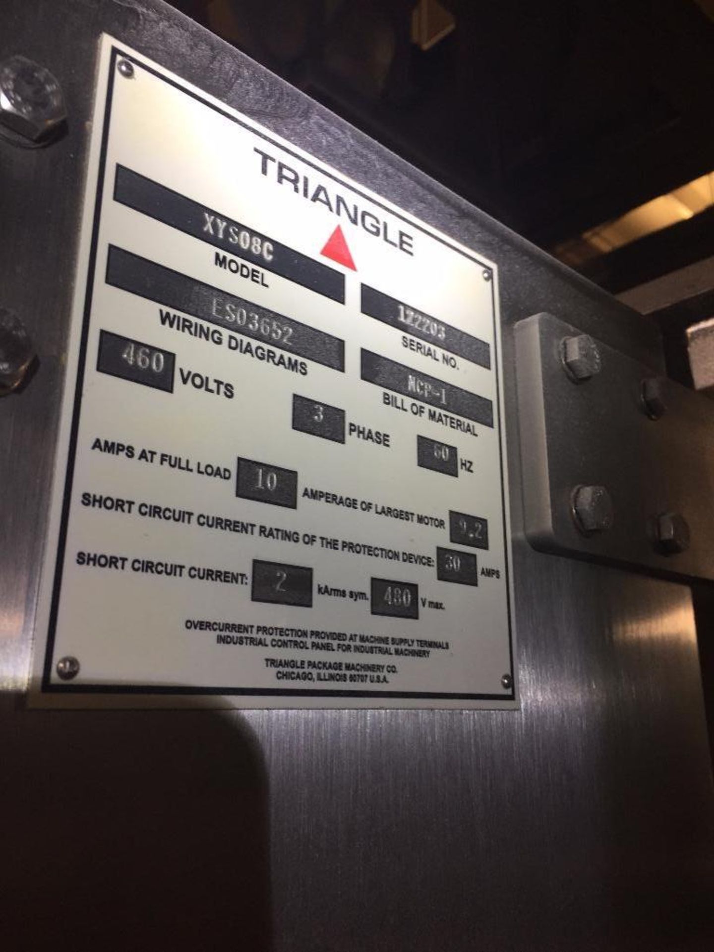 Triangle vertical form/fill/seal, model XYS08C, s/n 122203, smart date coder, continuous vertical se - Image 3 of 11