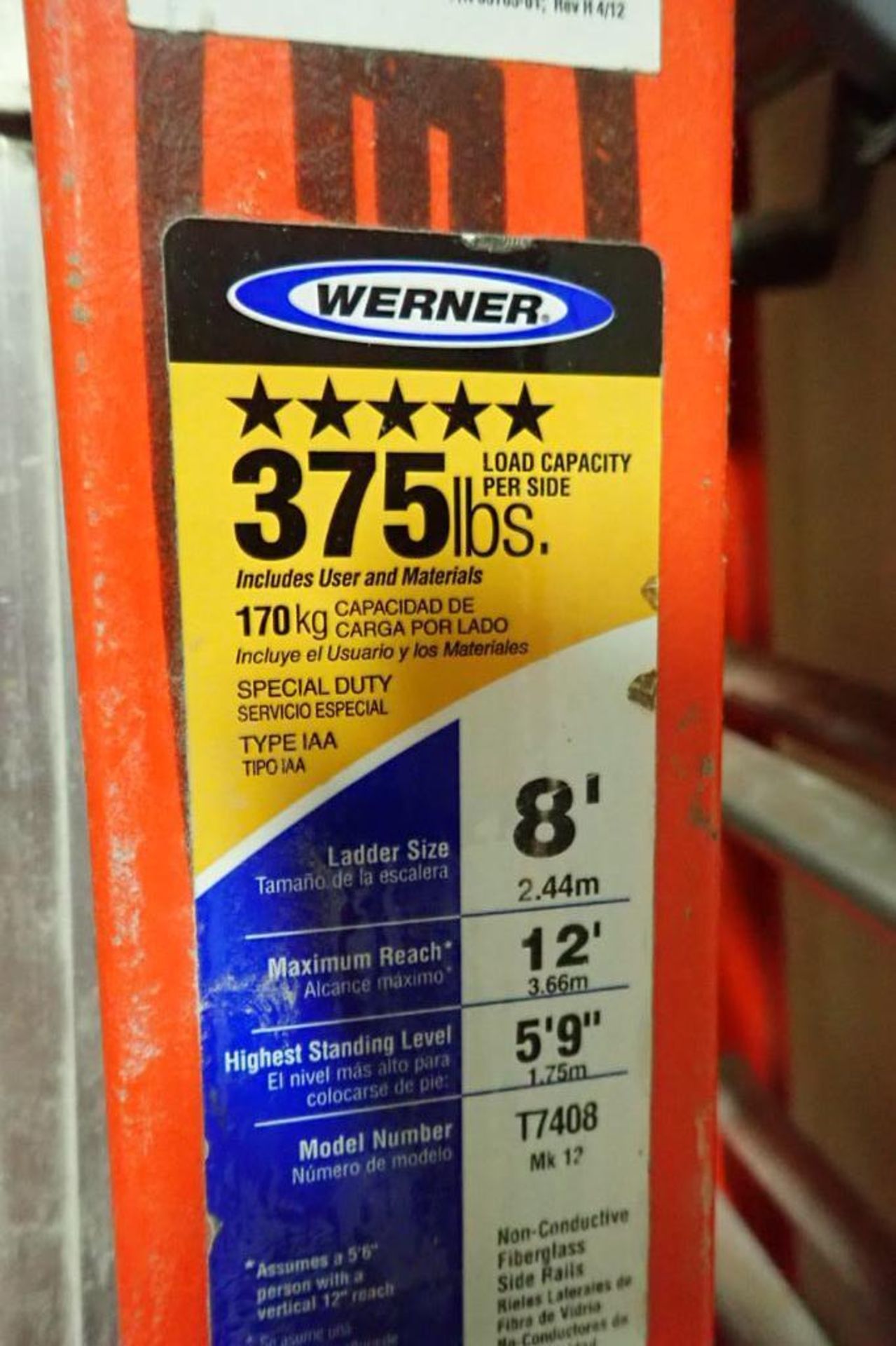 Werner 8 ft. fiberglass step ladder, Keller 28 ft. fiberglass extension ladder. **Rigging Fee: $10** - Image 3 of 4