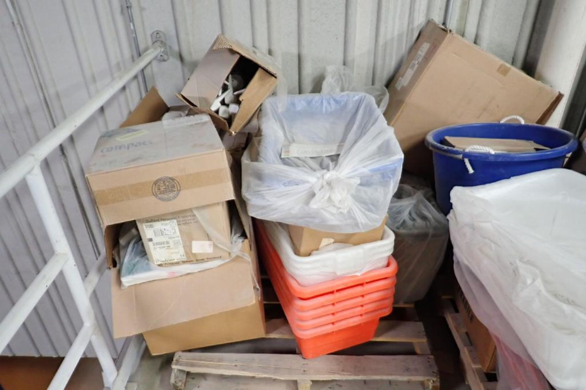 (2) pallets of poly containers, buckets, tubs. **Rigging Fee: $75** (Located in Brooklyn Park, MN.) - Image 2 of 6