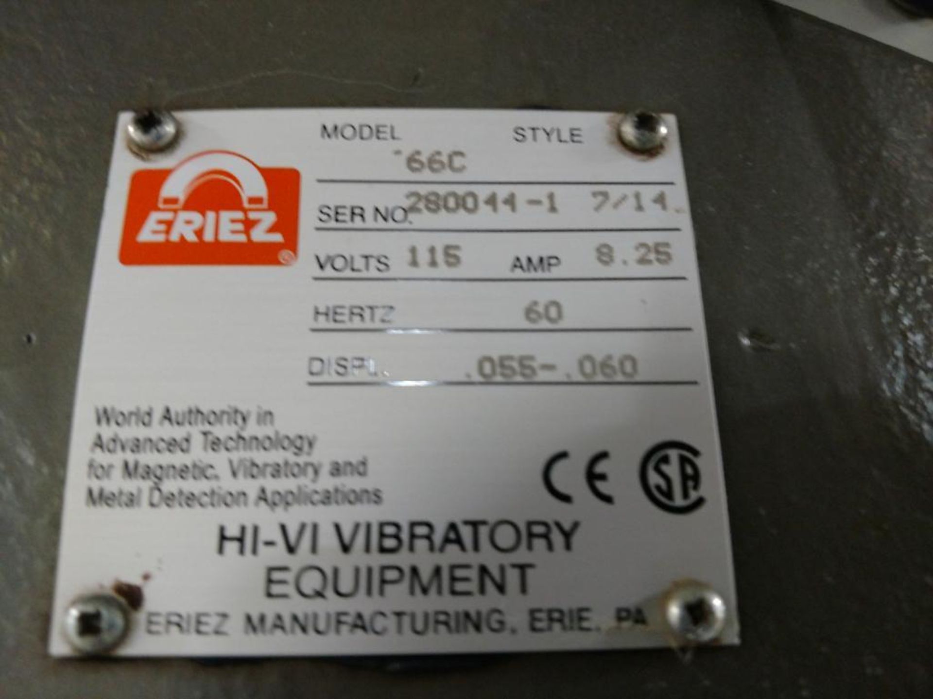 Eriez SS vibratory conveyor with 3 Eriez shakers, Model 66C, 144 in. long x 12 in. wide. **Rigging F - Bild 6 aus 6