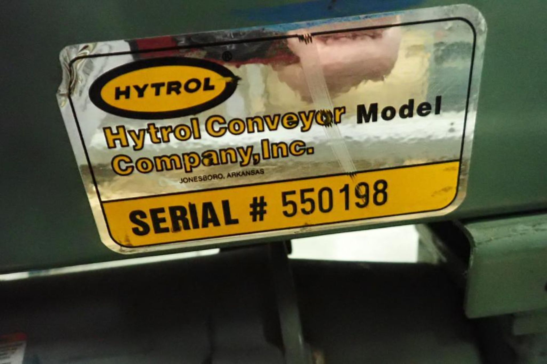 Hytrol belt conveyor, 128 in. long x 20 in. wide x 28 in. tall, mild steel frame, motor and drive. * - Image 5 of 5