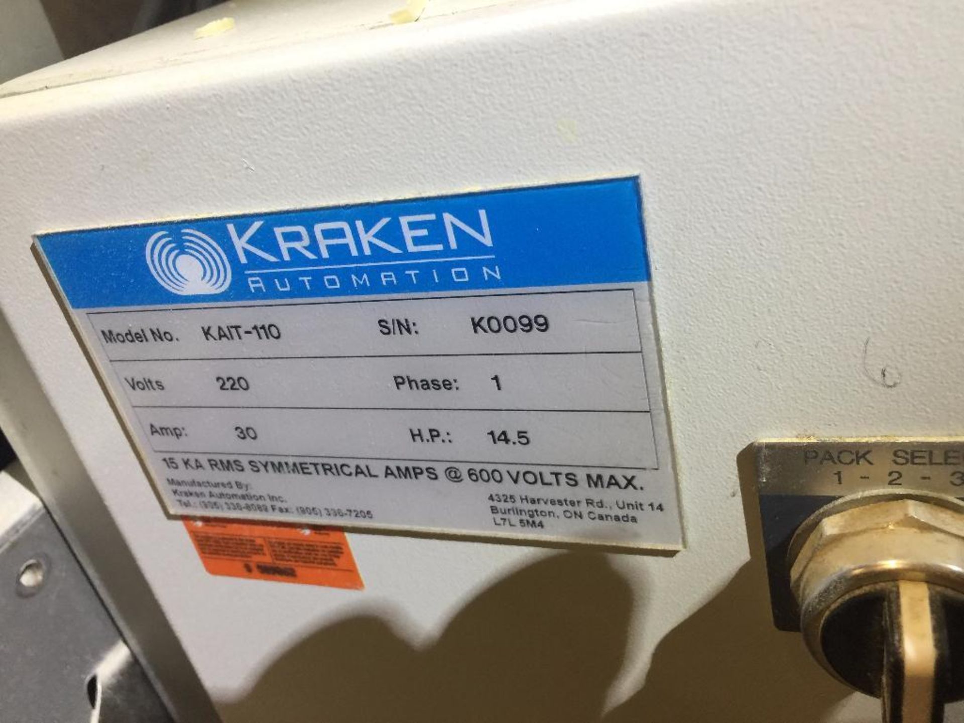 Kraken infeed conveyor to cartoner, 40 in. x 6 in., motor and drive, control panel. **Rigging Fee: $ - Image 3 of 4