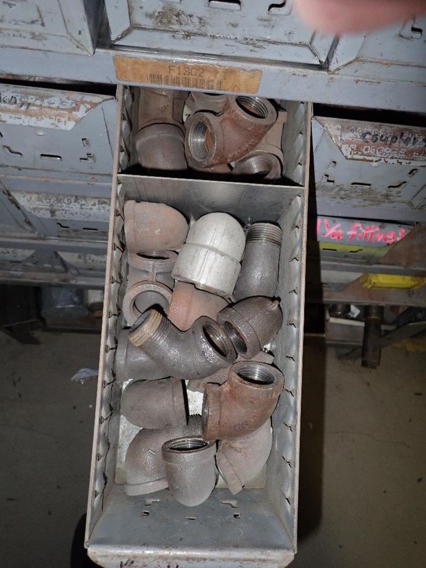 Black pipe fittings, valves, with drawers. **Rigging Fee: $100** (Located in Brooklyn Park, MN.) - Image 12 of 15