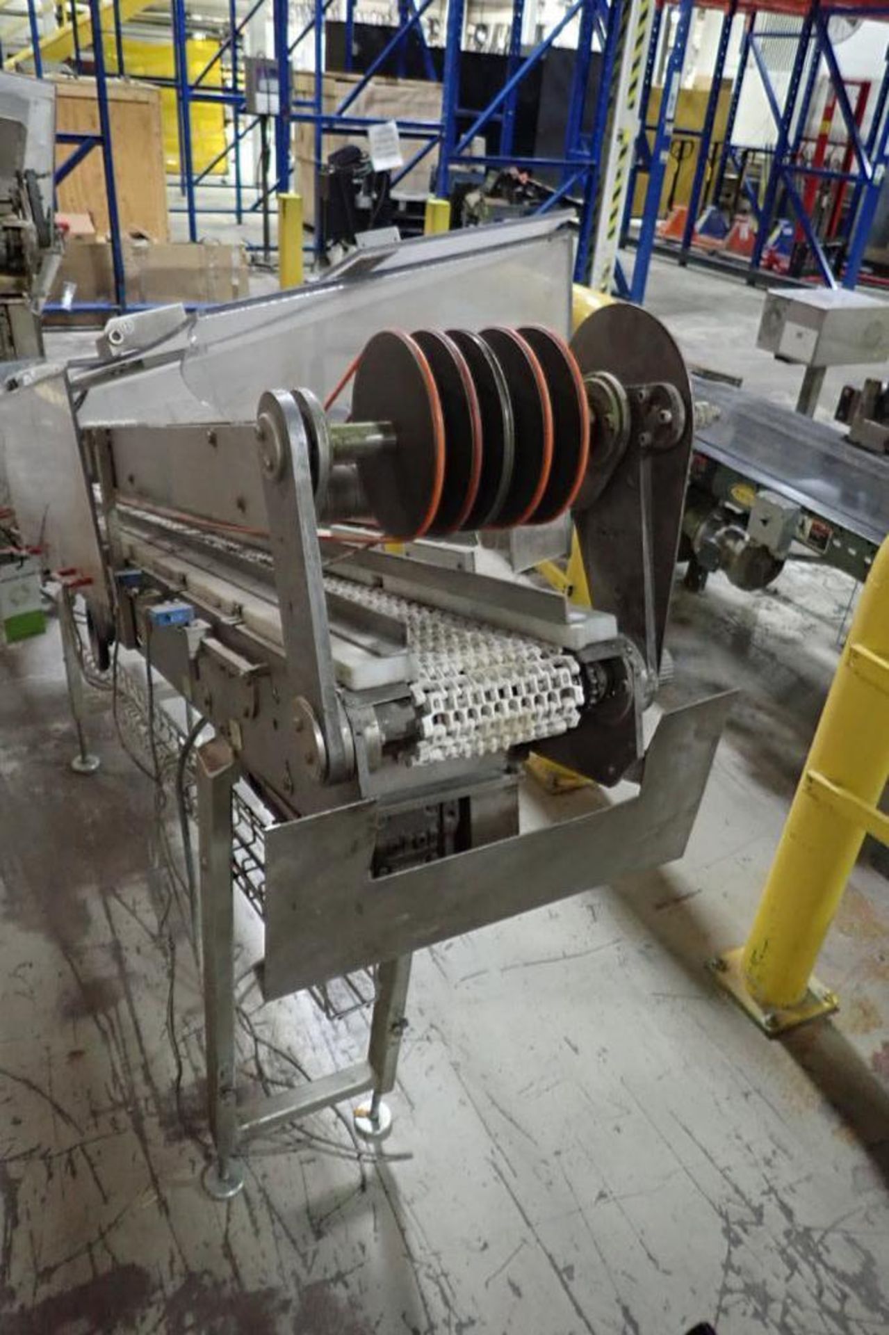 Incline belt conveyor, 96 in. long x 6 in. wide x 24 in. infeed x 50 in. discharge, motor and drive, - Image 3 of 8