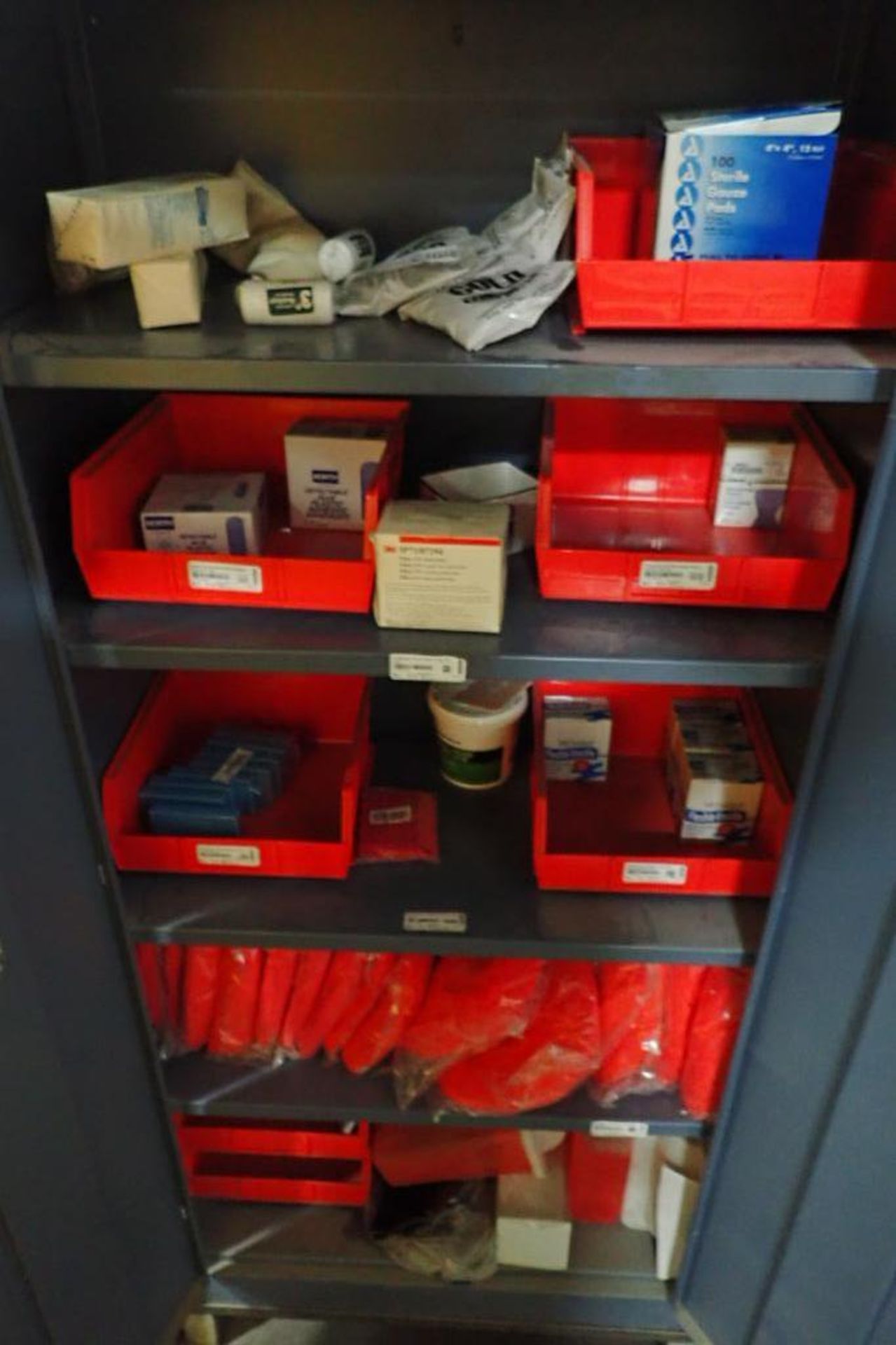 (2) mild steel cabinets and contents, assorted safety supplies. **Rigging Fee: $175** (Located in Br - Image 2 of 3