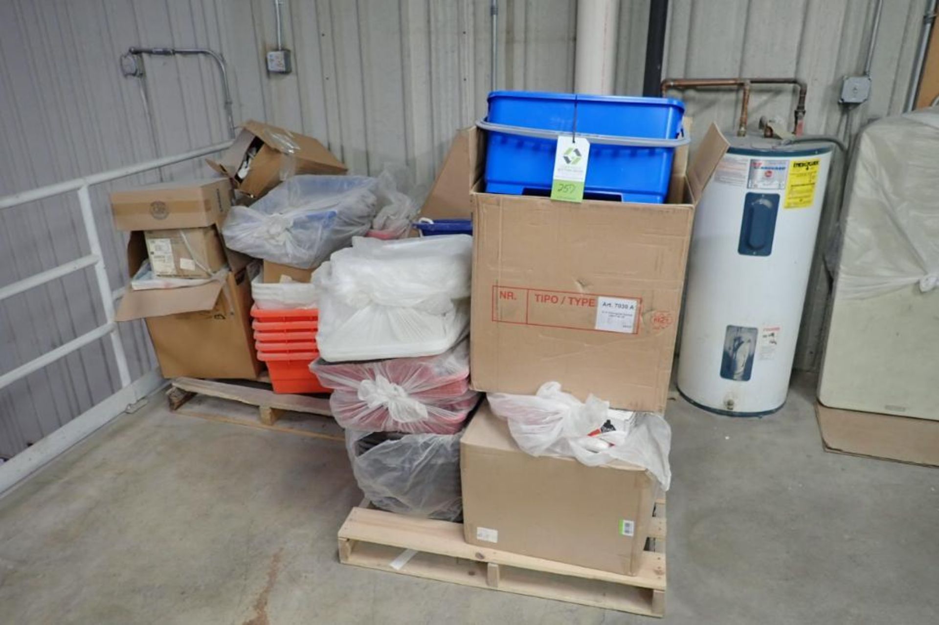 (2) pallets of poly containers, buckets, tubs. **Rigging Fee: $75** (Located in Brooklyn Park, MN.)