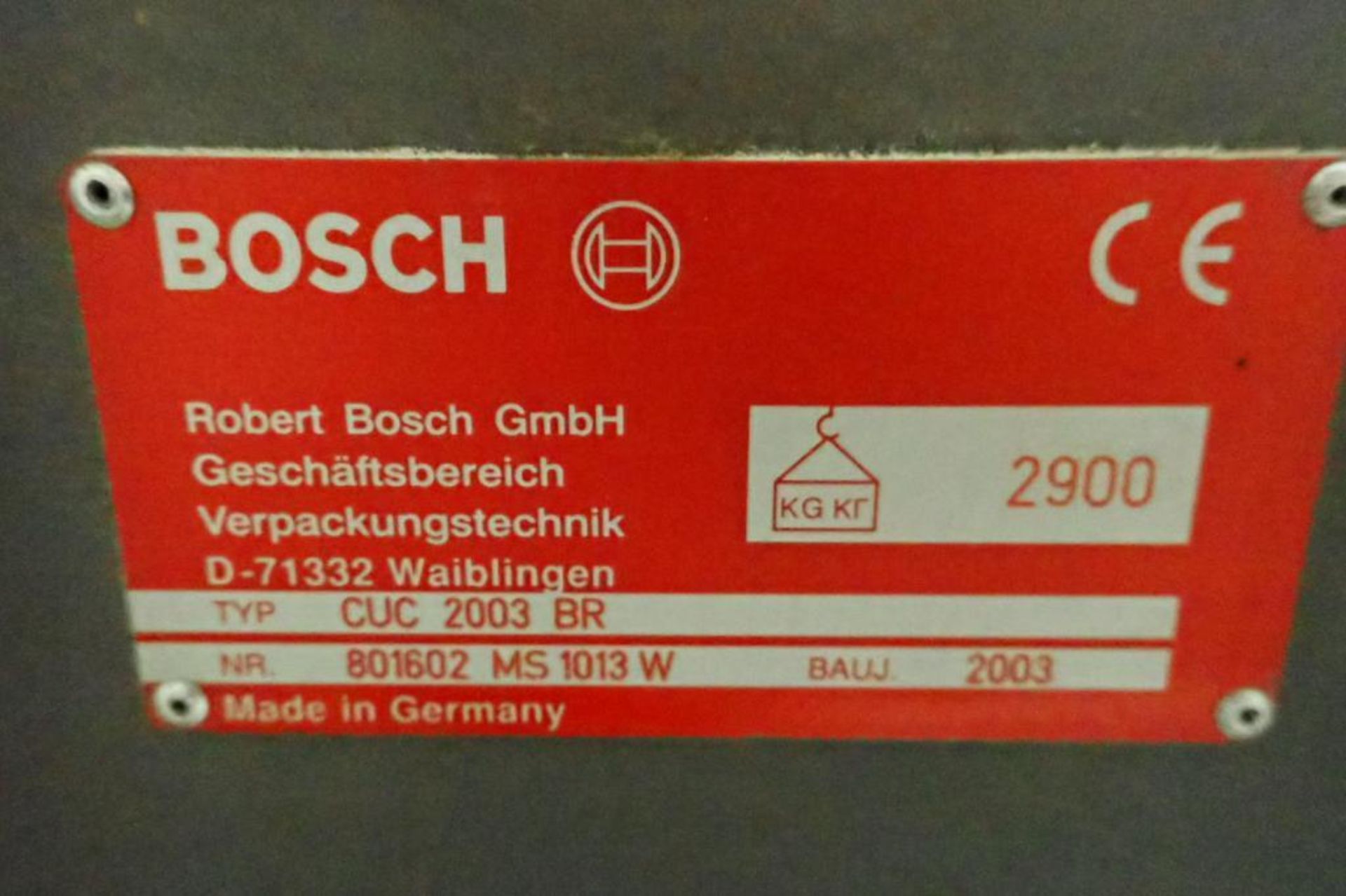 2003 Bosch cartoner, Model CUC 2003 BR, SN 801602 MS 1013 W, pasta inserter, sauce inserter, parts m - Image 2 of 22