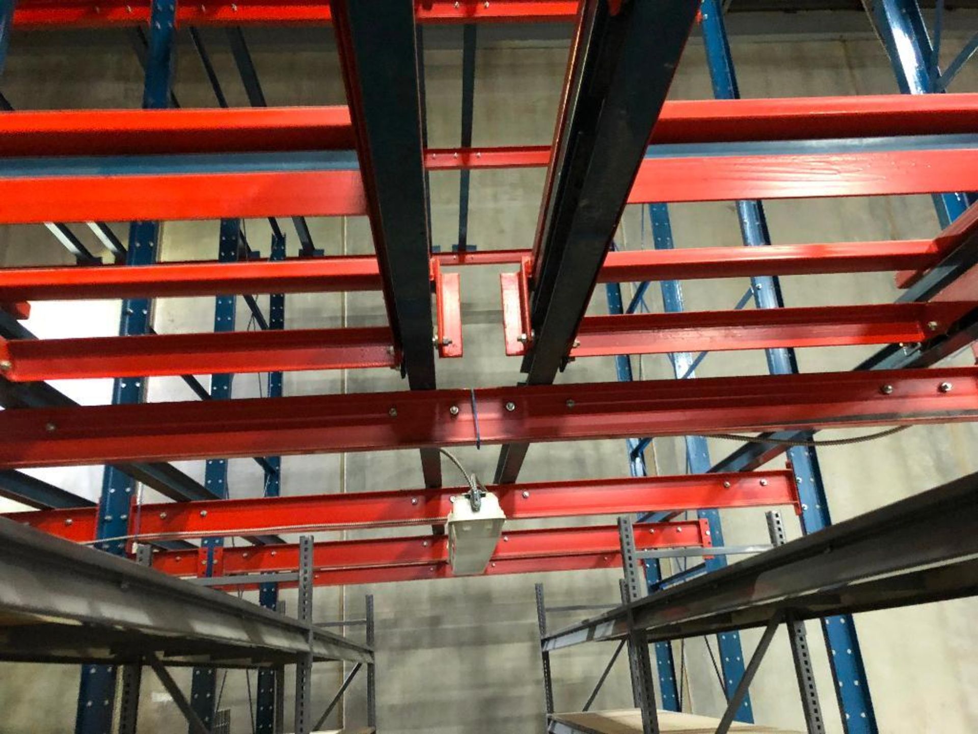 Push back rack, (2) bays, 4 positions deep, 17 ft. tall, 32 pallet positions.. **Rigging Fee: $400** - Image 5 of 6