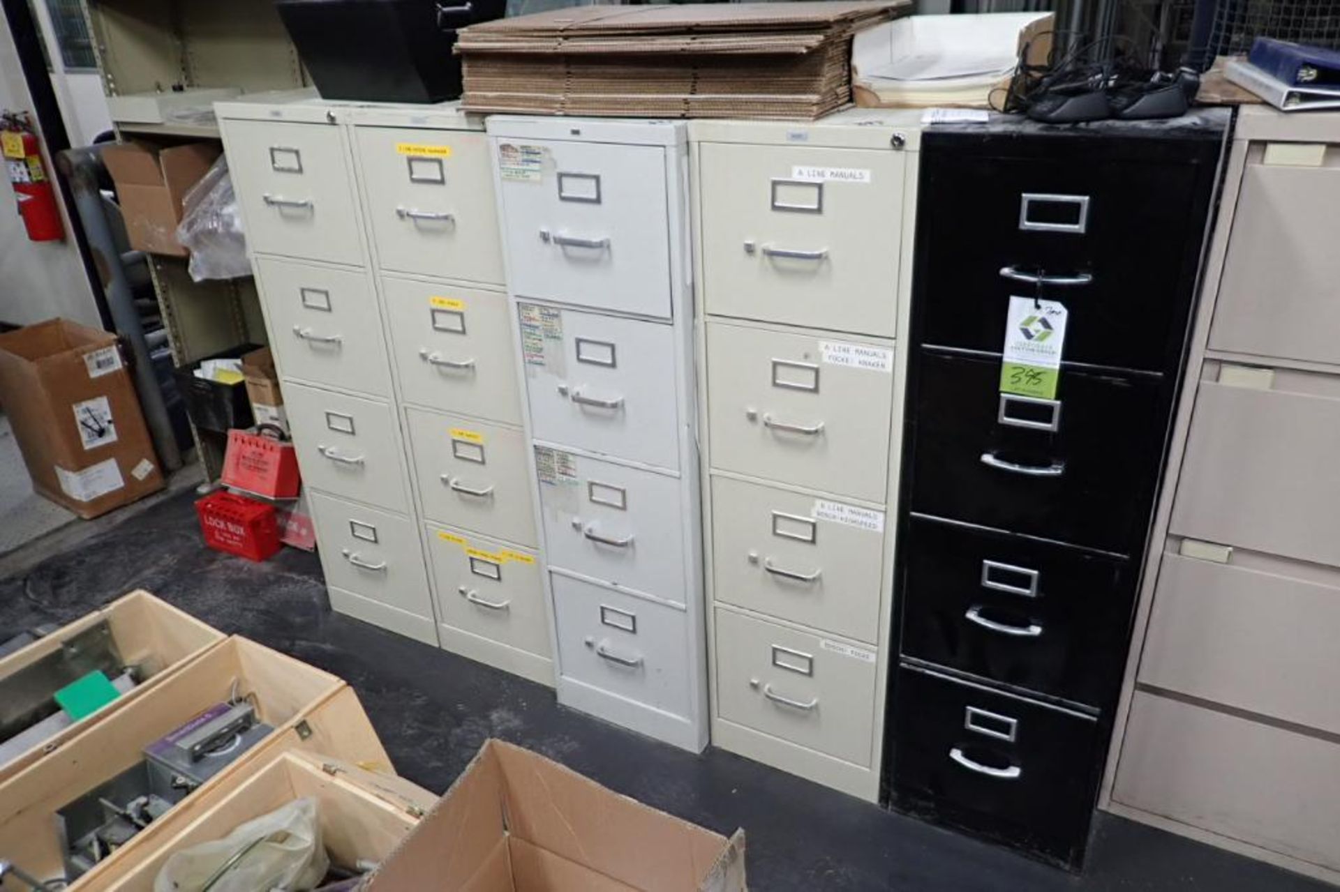 (6) filing cabinets, desk. **Rigging Fee: $150** (Located in Brooklyn Park, MN.) - Image 4 of 4