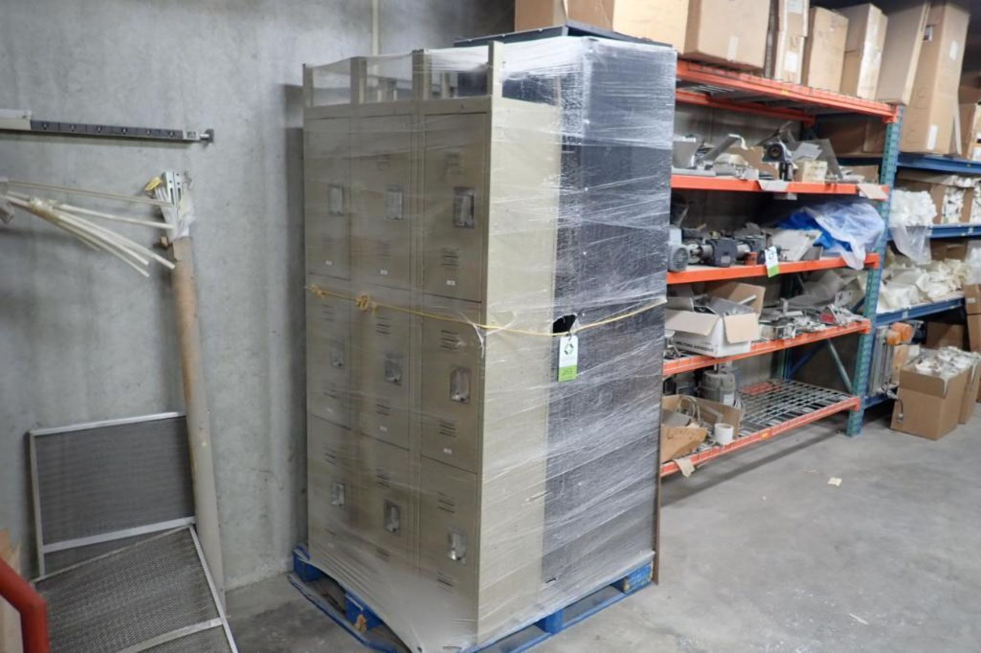 Pallet of lockers and cabinets. **Rigging Fee: $50** (Located in Brooklyn Park, MN.)