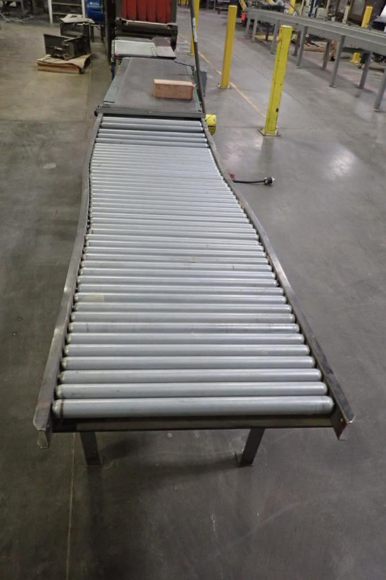 Gravity roller conveyor, 84 in. long x 22 in. wide x 35 in. tall, adjustable legs, damaged frame. ** - Image 2 of 3